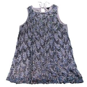 Torrid Purple Sequin Mini Dress Women 2X Sleeveless Scallop Pattern Iridescent